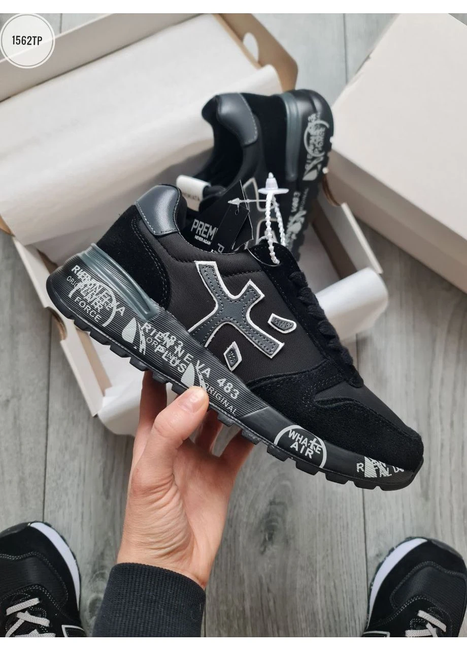 Чорні літні кросівки premiata mick black/gray преміата No Brand