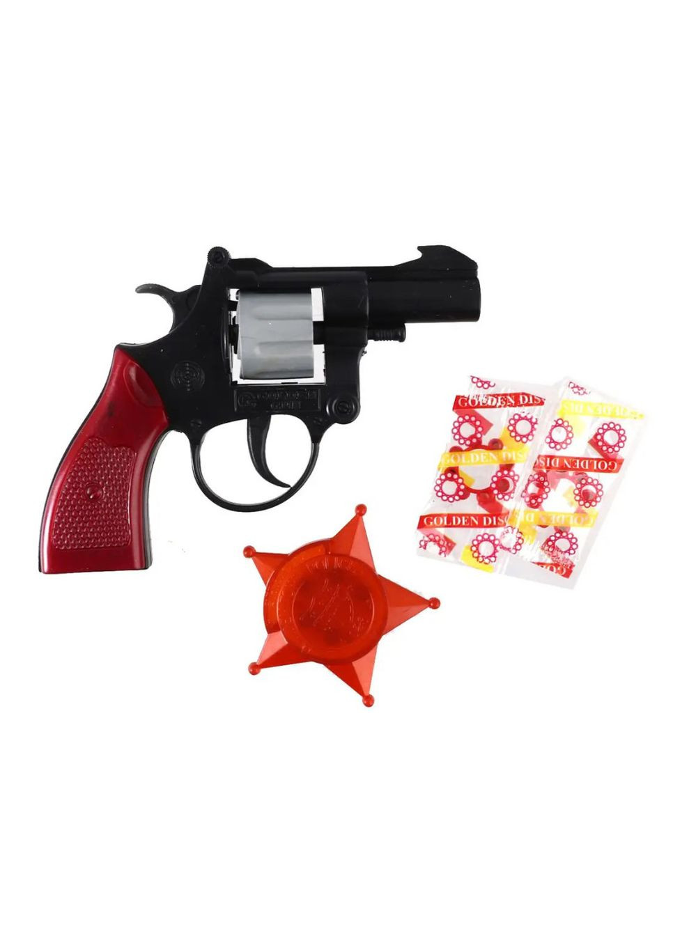 Игрушечный револьвер с пистонами и значком "DENA" 238GG Golden Gun (363203017)