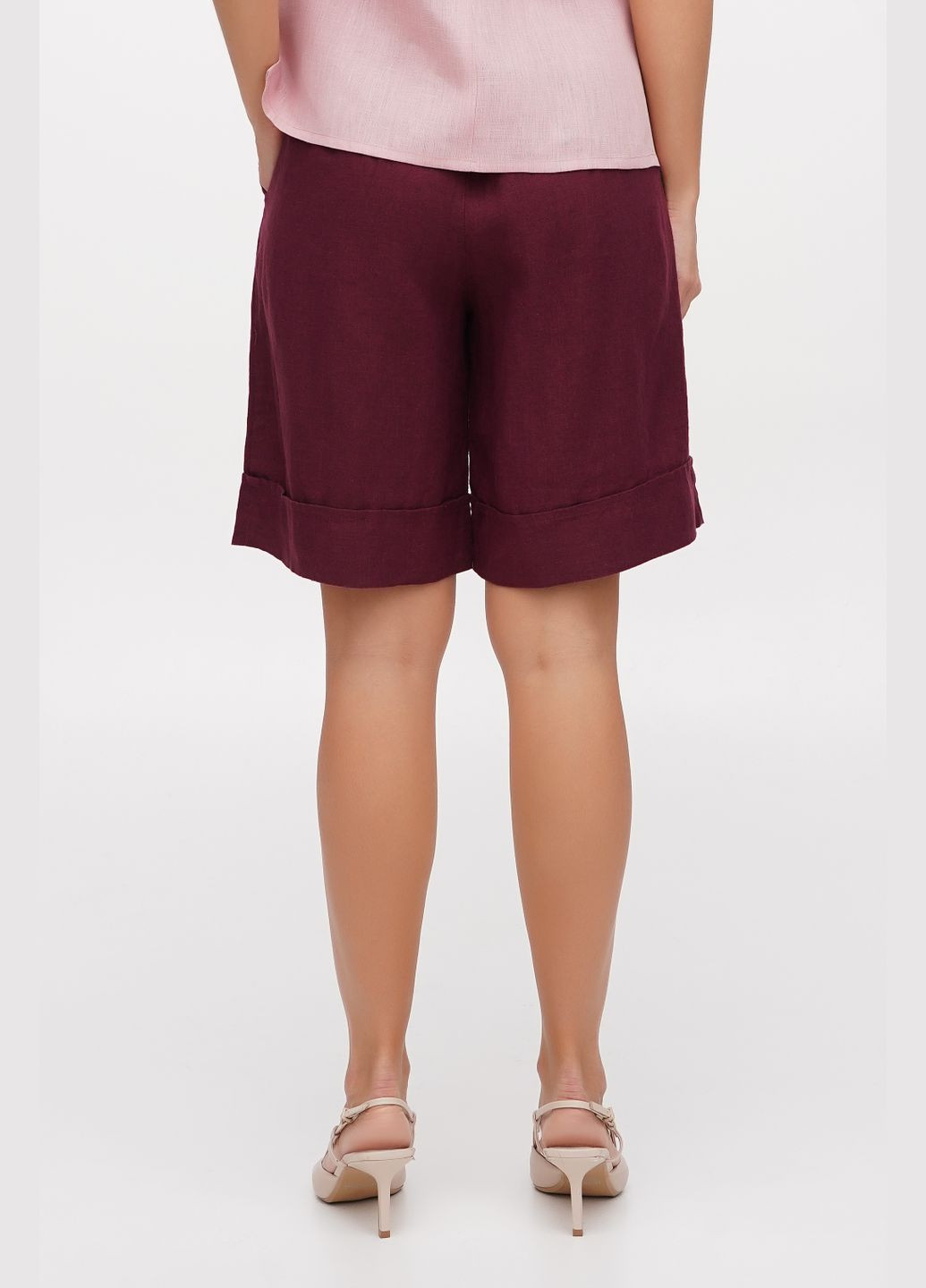 Довгі вільні лляні шорти на резинці висока посадка з кишенями Долорес., р., код 8348/54/999 ГАЛЕРЕЯ ЛЬОНУ (333164657)