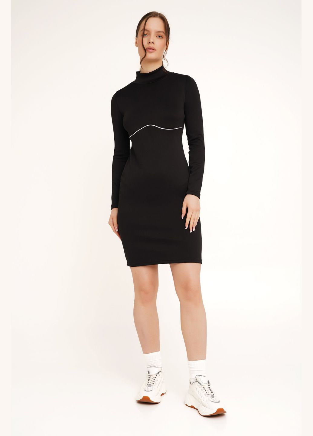 Черное платье однотонное женское wtc02358 черный shop (2000990437969) LAWA однотонное