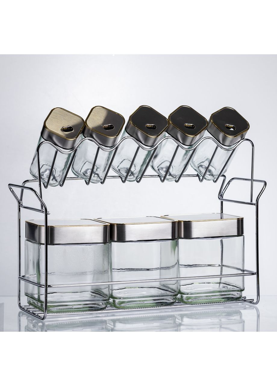 Набір ємностей для зберігання 8 штук по 100/700 мл на металевій підставці HP-1347 Yiwu (370802084)