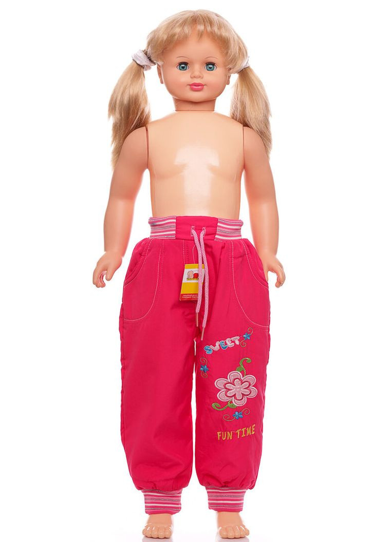 Розовые зимние джоггеры штаны на махре для девочки трикотажные цветок розовый 92 см (36202) BABYKROHA