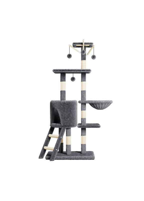 Будиночок-кігтеточка для кішок TM100 Dark Gray дряпка з ігровим комплексом 8 шт. Lesko (336204997)