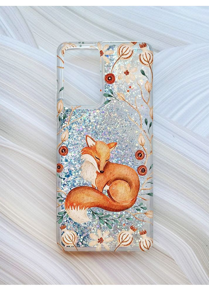 Чохол з плаваючими срібними блискітками на Xiaomi Redmi Note 10 Pro/10 Pro Max Лисичка (принт 420) Creative (368775419)