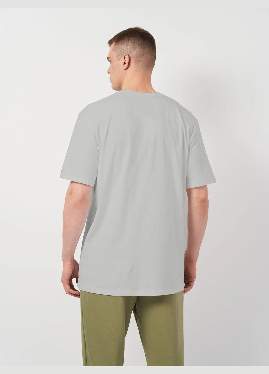 Светло-серая футболка мужская больших размеров с коротким рукавом Роза