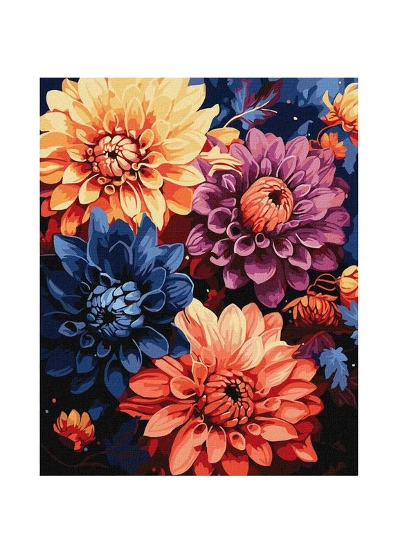 Картина по номерам "Красочные георгины" ©art_selena_ua KHO3248, 40х50см IDEYKA (385331325)