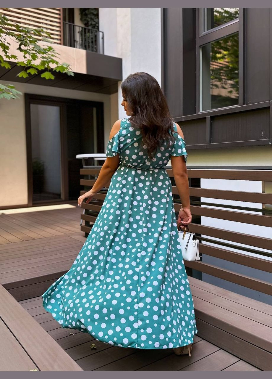 Зелена повсякденний сукня жіноча на запах Україна в горошок
