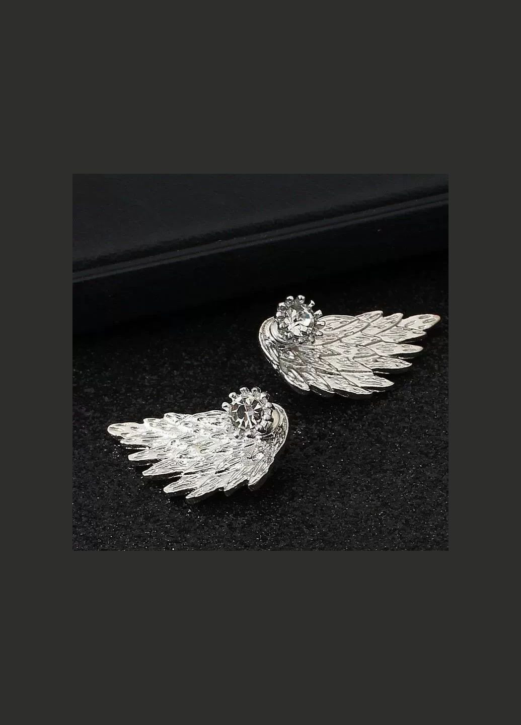 Серьгигвоздики с камнем Крылья легкости серебристые No Brand (276195335)