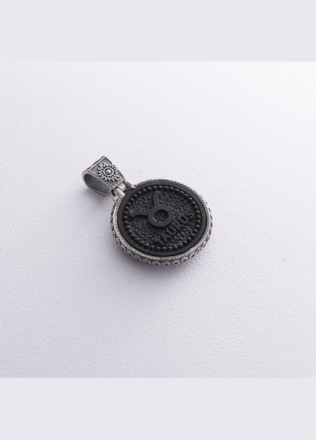 Серебряный кулон Знак зодиака Телец с эбеном 1041телець Oniks (314541314)
