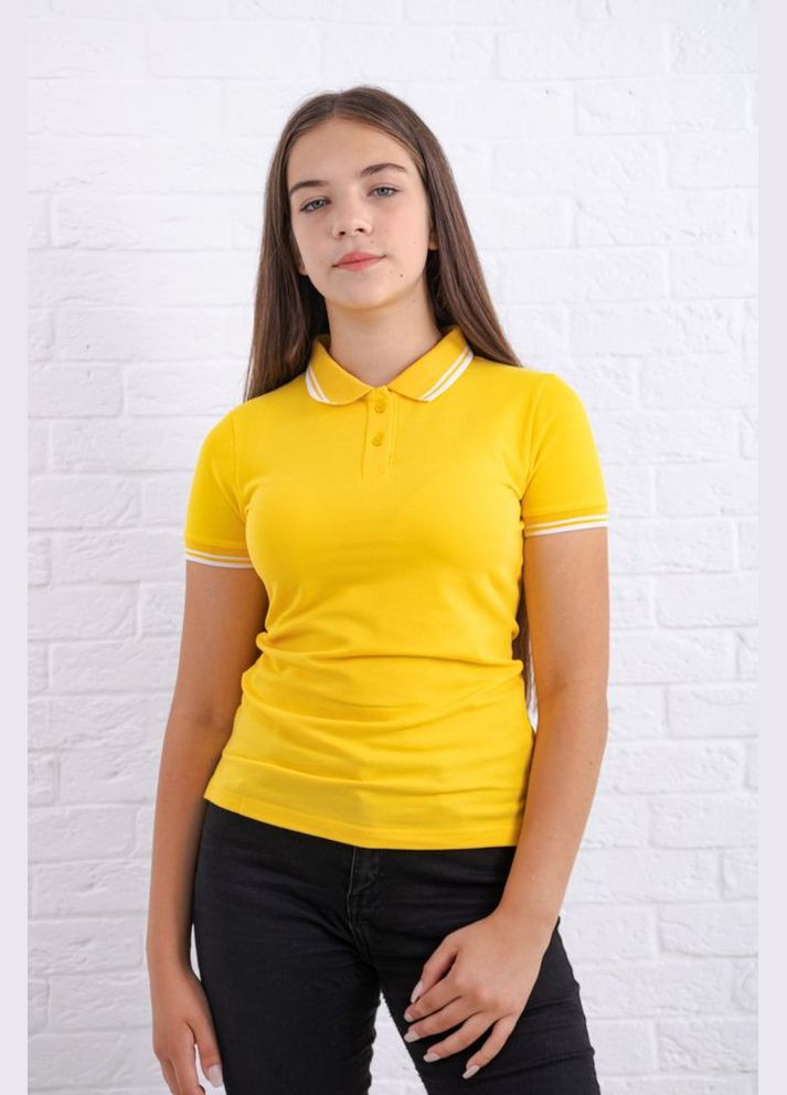 Жовта з білою смужкою футболка поло жіноча CLASSIC M(44) TvoePolo - (316321616)