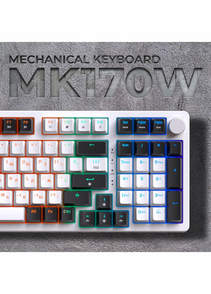 Клавіатура MK170W Hot-Swap Red Swich RGB USB UA White (MK170W) GAMEPRO (306460920)