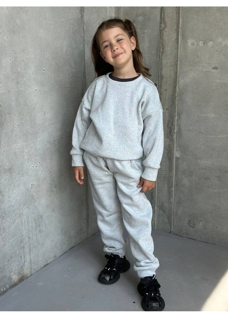 Сірий демісезонний костюм дитячий тринитка на флісі,унісекс,штани та кофта Україна