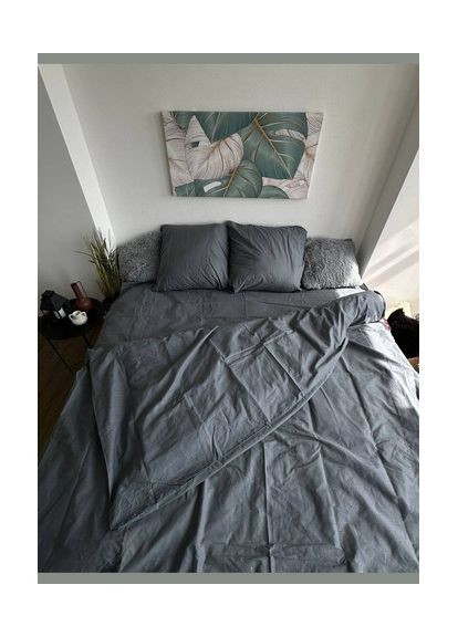 Евро комплект Постельного белья 100% Хлопок Dark Grey 200х220 BLe-5 Vital-Textile (367262589)