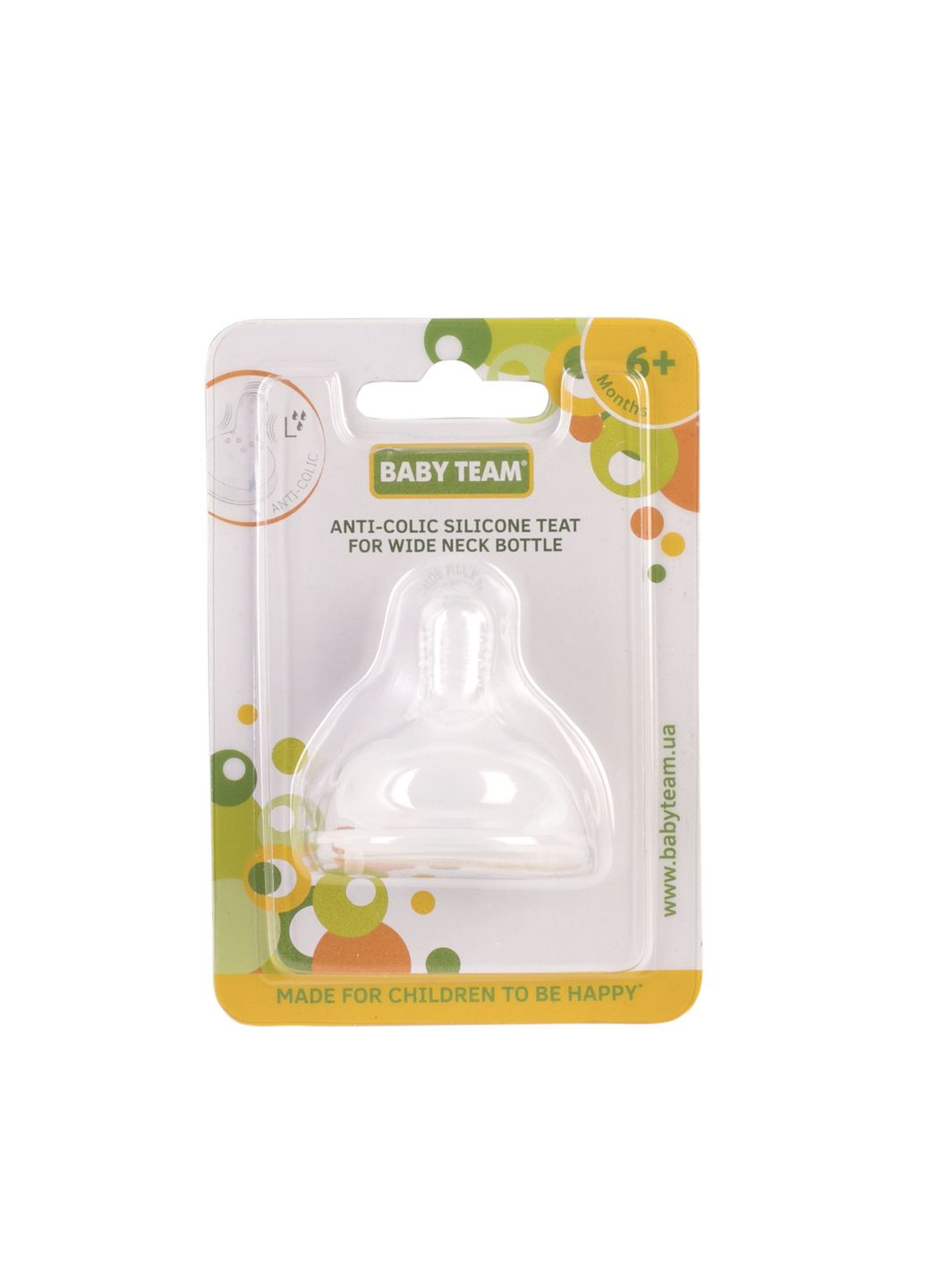 Соска силіконова, антиколікова, для пляшечок з широким горлом, від 6 міс, швидкий потік, 1 шт. () Baby Team 2026 (336492481)