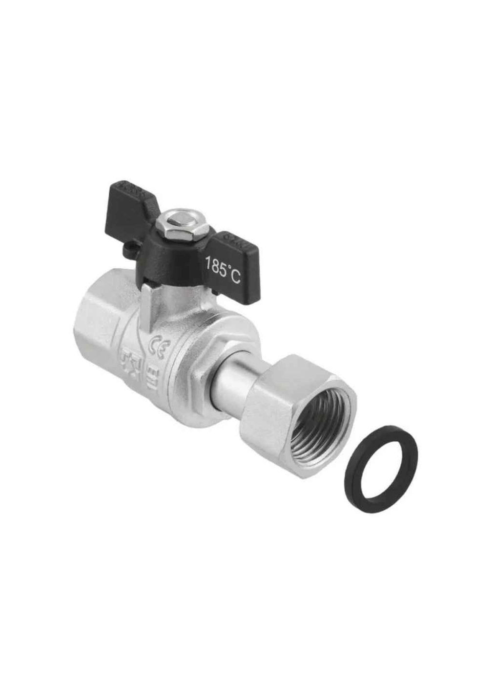 Кран кульовий 1/2" з накид. гайкою ВВ, DN15, PRB-1, метелик, BLACK Raftec (357221326)