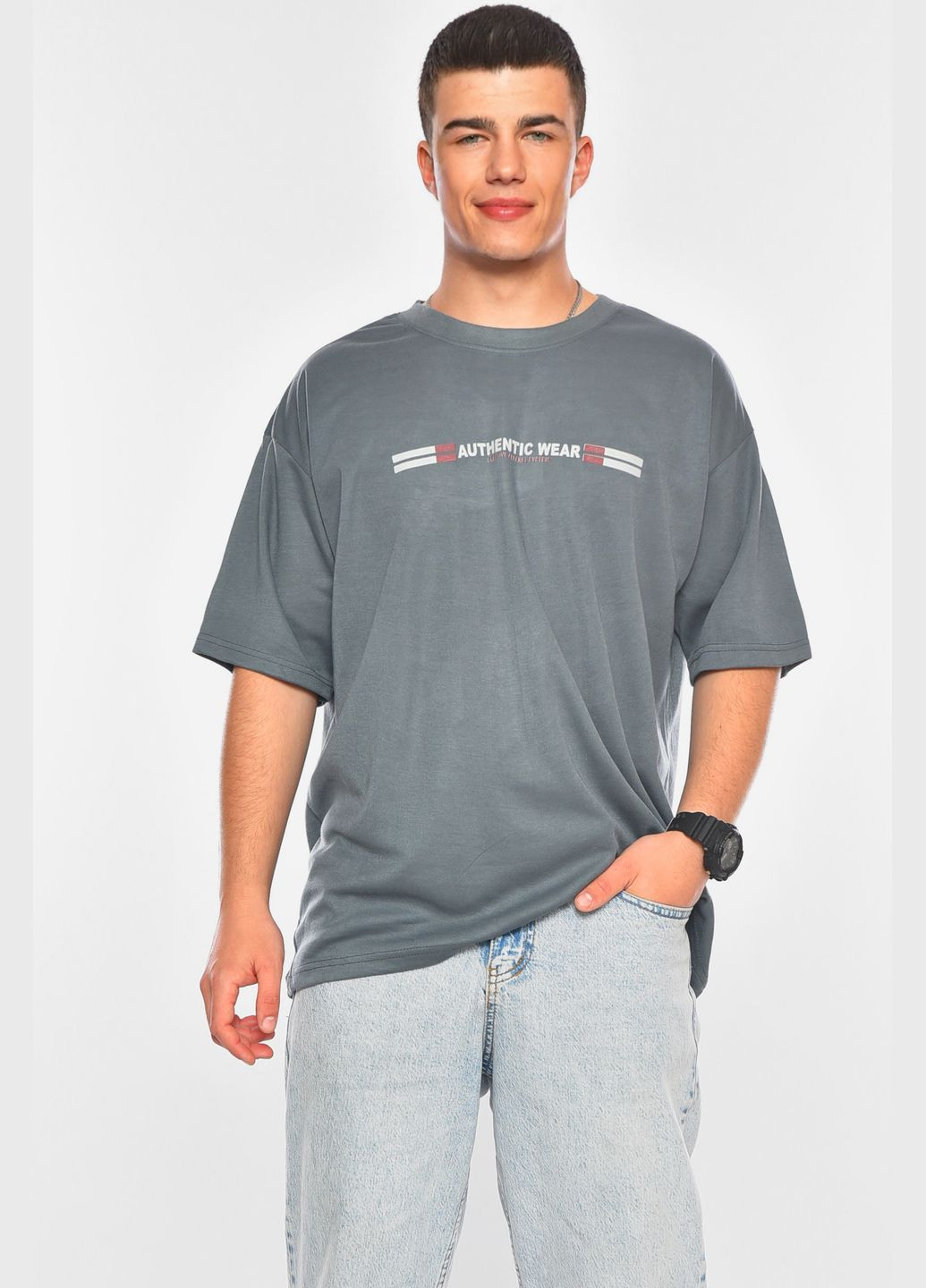 Хакі (оливкова) футболка чоловіча батальна кольору хакі Let's Shop