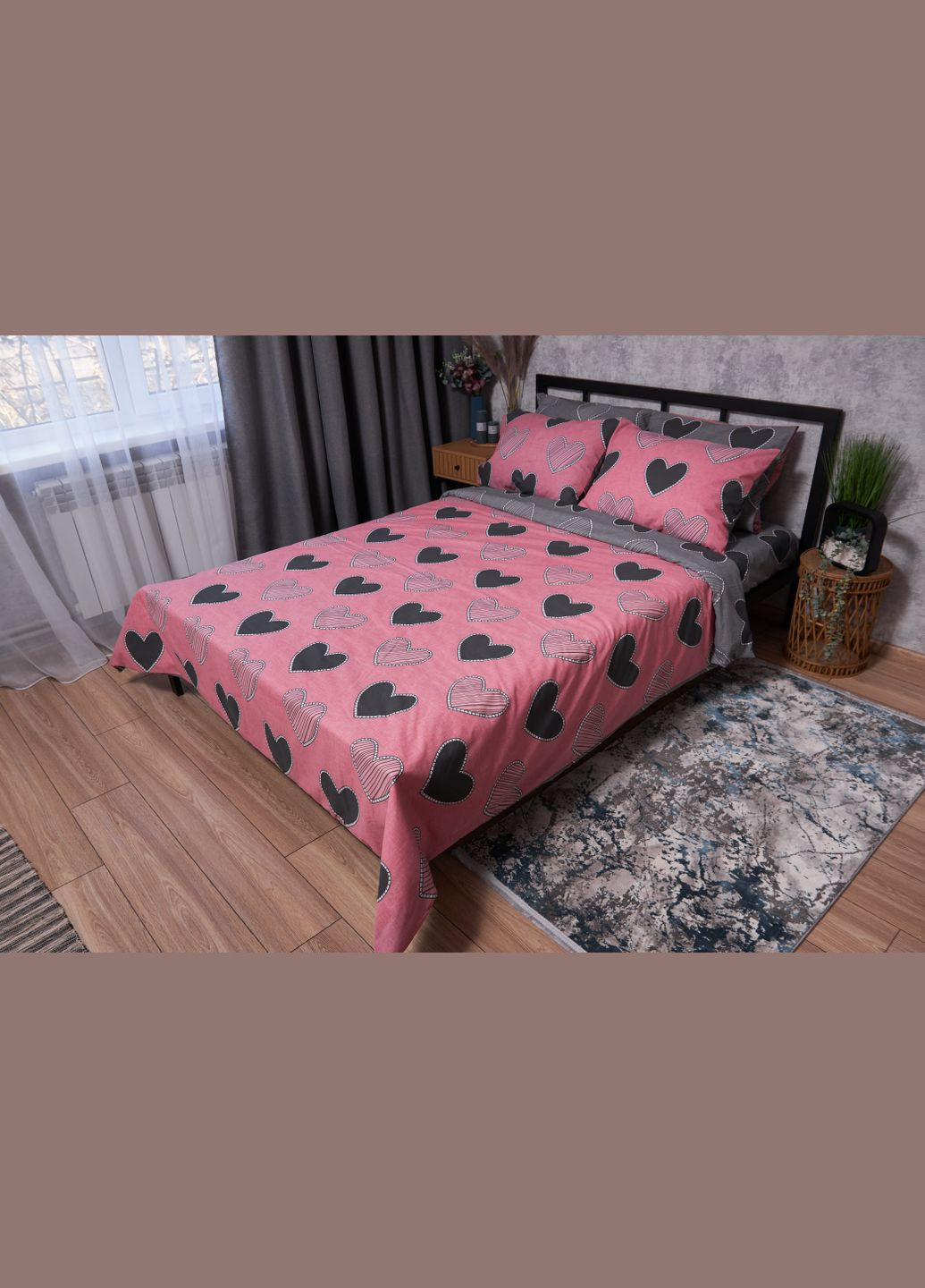 Комплект постільної білизни Бязь Gold Люкс євро 200х220 наволочки 2х50х70 (MS-820002764) Moon&Star Love (286761736)