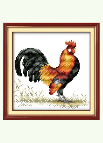 Набір для вишивання за нанесеною на канву схемою "Golden Chicken crowing". AIDA 14CT printed 21*21 см Joy Sunday (313613334)