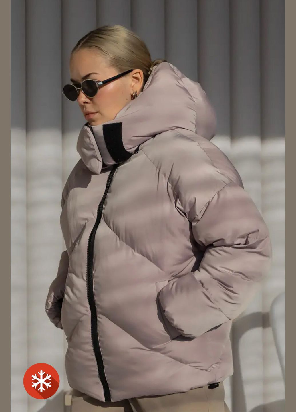 Сіра зимня жіноча зимова куртка-пуховик світло-сірого кольору Reload
