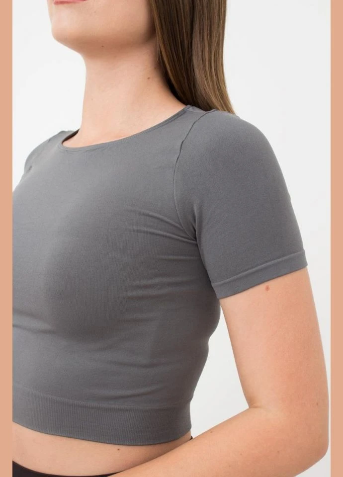 Топ жіночій безшовний з коротким рукавом та круглим вирізом Giulia CROP T-SHIRT (316683767)
