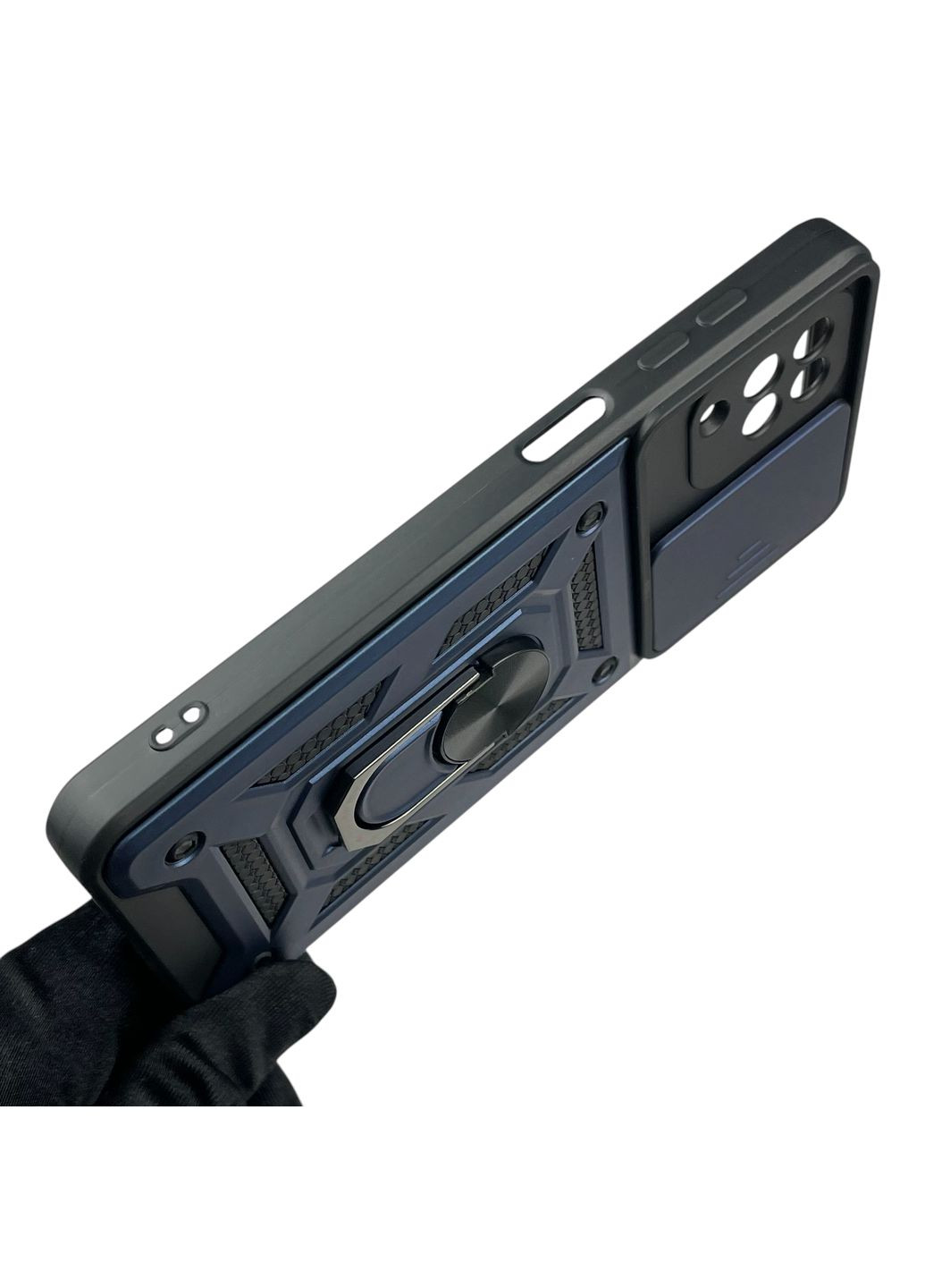 Чохол для Galaxy M12 (SM-M127) броньований з кільцем-тримачем підставкою зі шторкою на самсунг м12 темно-синій rg1 Samsung (366229941)