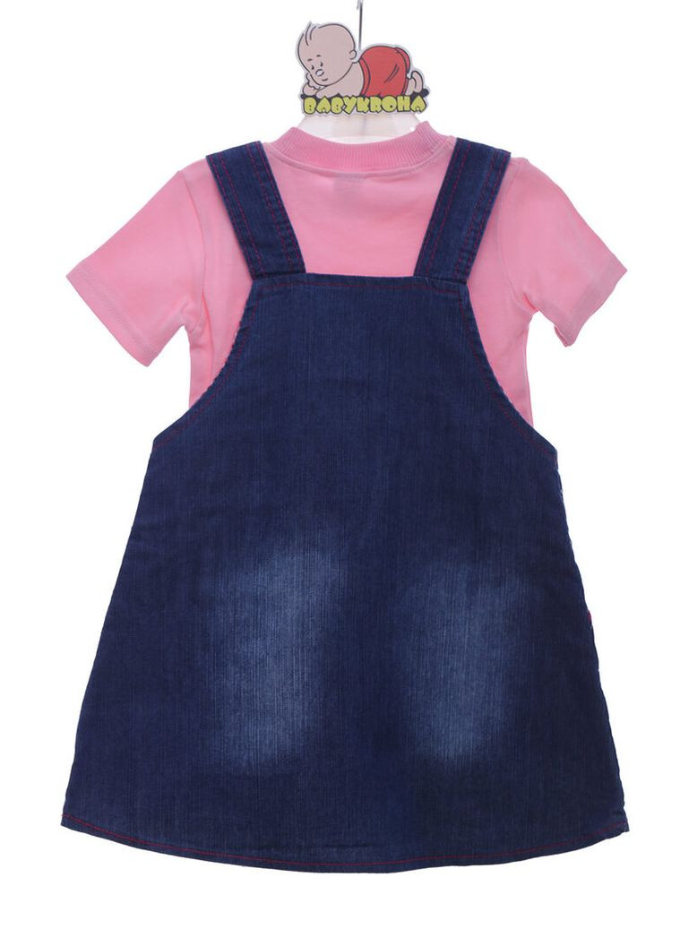 Рожева джинсовий сарафан з футболкою для дівчинки кішечка синій 86 см (38708) BABYKROHA (323469425)