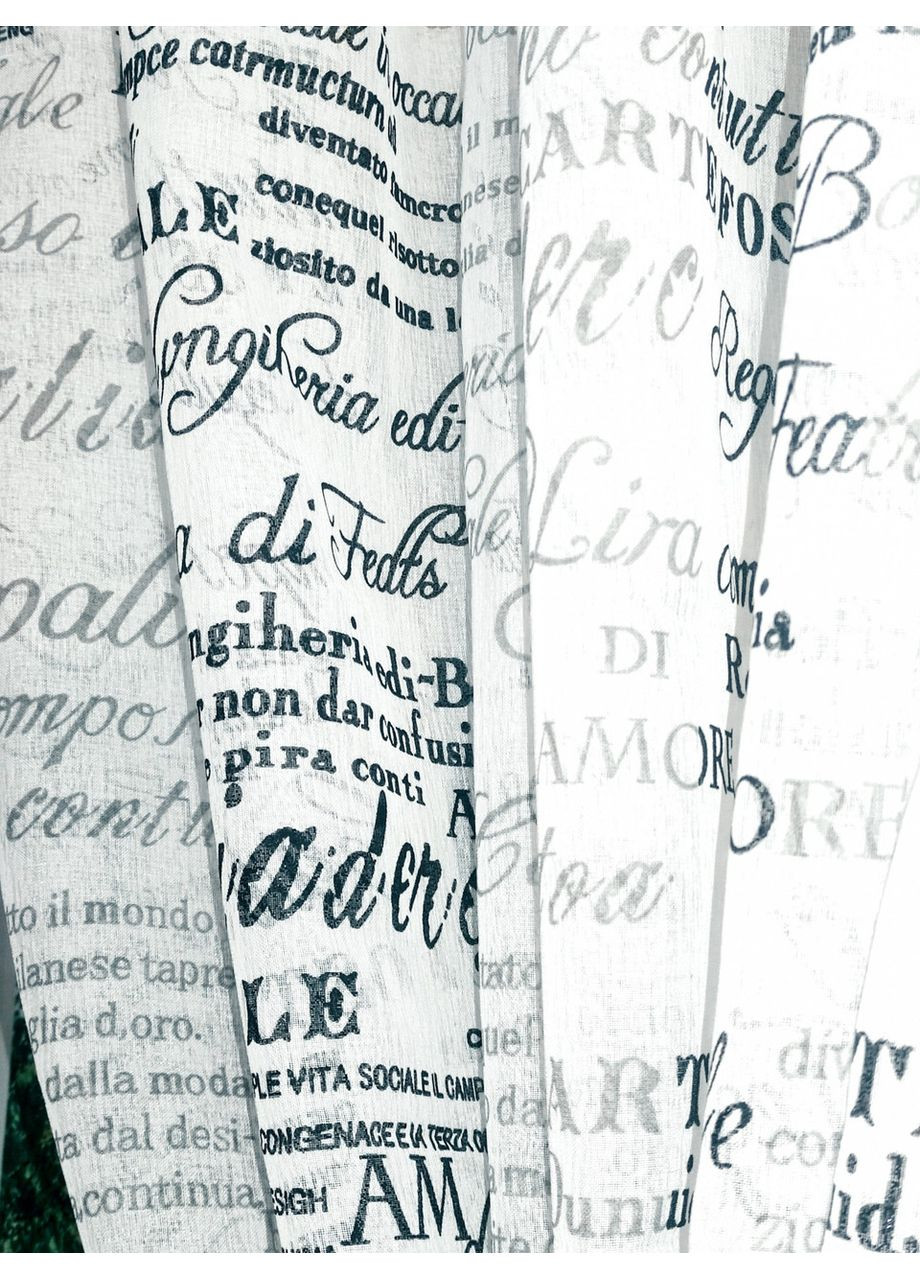 Кухня тюль Льон "Сірі написи" 350х160 No Brand (353831563)