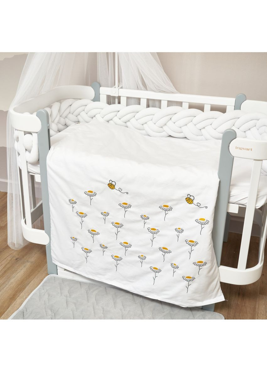 Комплект постільної білизни Ромашка, сатин, 3 предмети, білий () Twins 3056-TR01 (362184737)