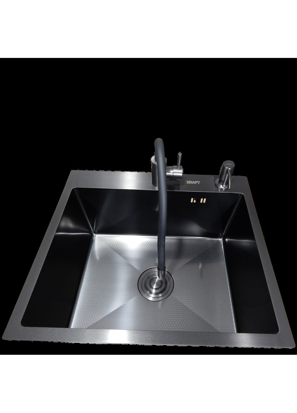 Комплект кухонной мойки Handmade PVD черная HS54*48 (3.0/1.0 мм) декор Kraft (366018323)