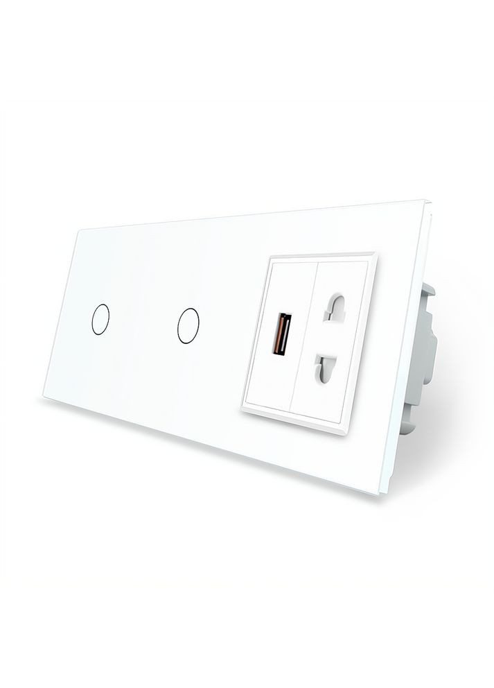 Сенсорный выключатель 2 сенсора (1-1) 1 USB 1 универсальная розетка стекло (VL-C701/C701/C1A1USB-11) Livolo (370970462)
