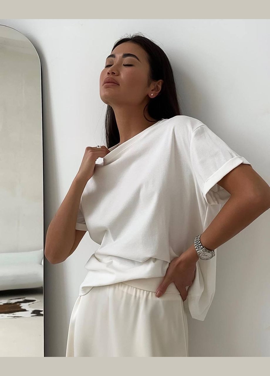 Базовая футболка oversize из натурального хлопка No Brand - (345643614)