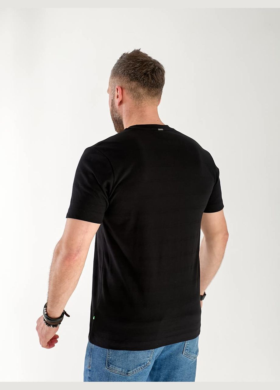 Чорна чоловіча базова футболка з смужками чорного кольору 33299 Fashion