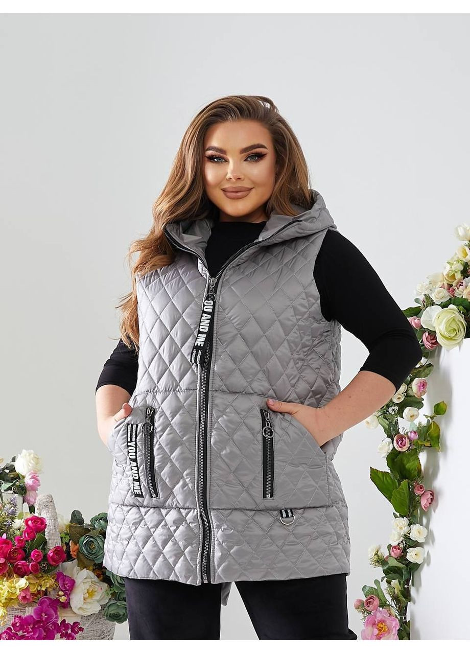 Жилетка женская стеганная с капюшоном (Замеры в описании) GD/GL Модний простір (366883379)