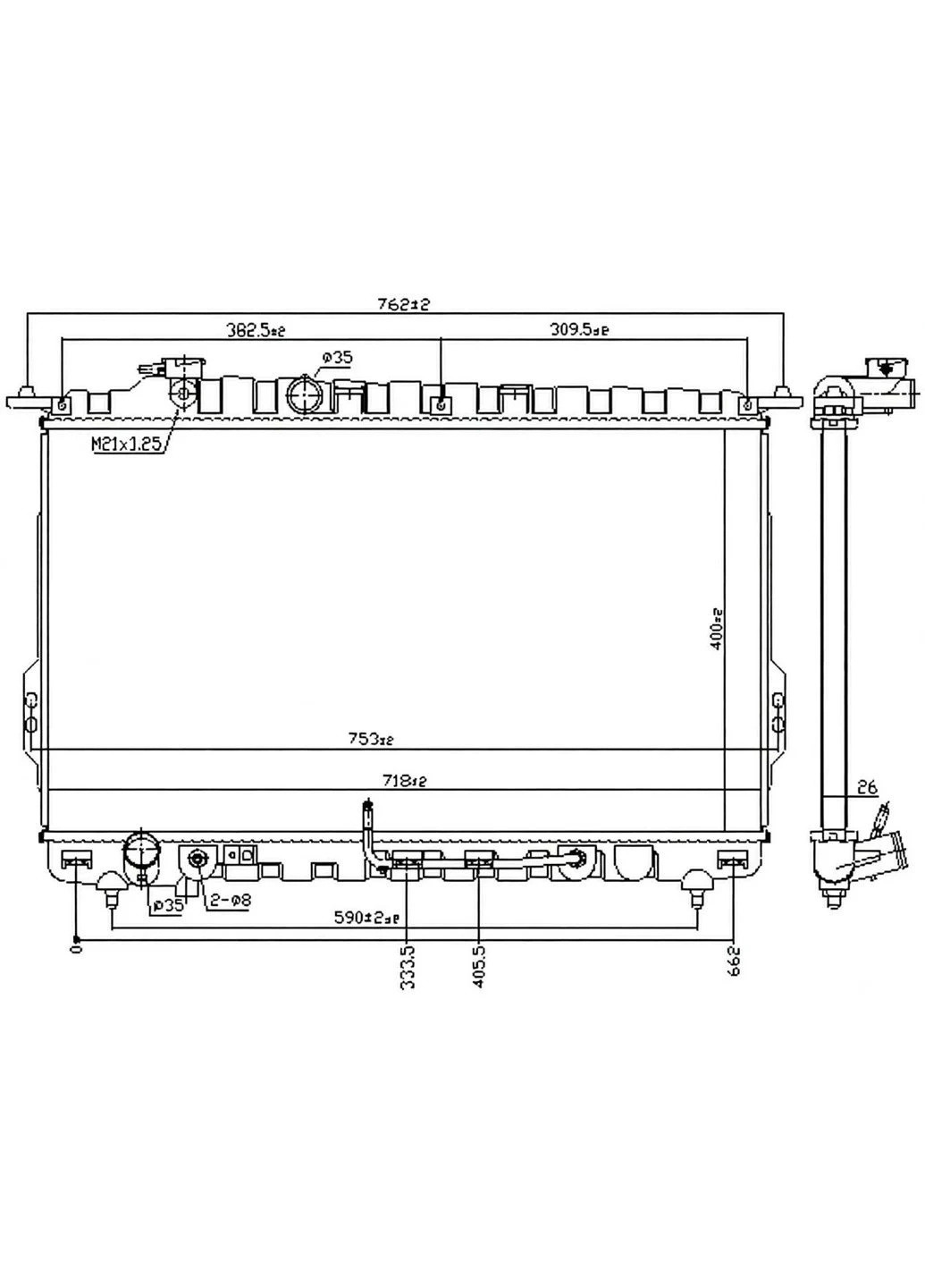 Радіатор охолоджування HYUNDAI XG 3,0 AUT. 98- 67028-ua Nissens (366178128)