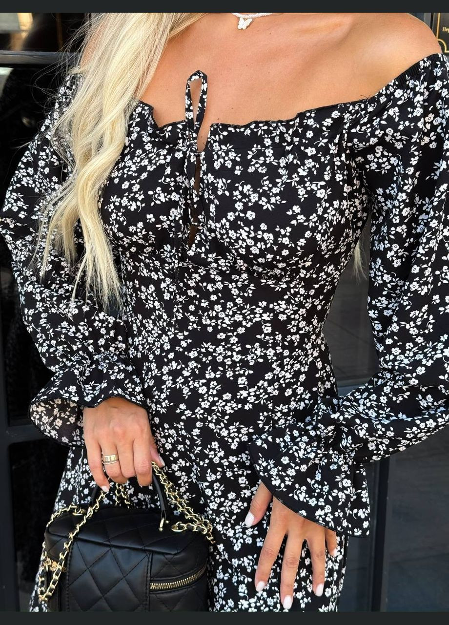 Черное универсальное платье миди Fashion