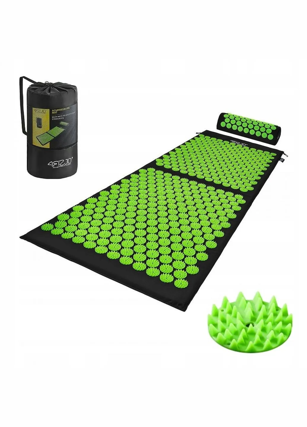 Килимок акупунктурний з валиком Classic Mat XL Аплікатор Кузнєцова Black/Green (P-5907222931769) 4FIZJO (311505544)