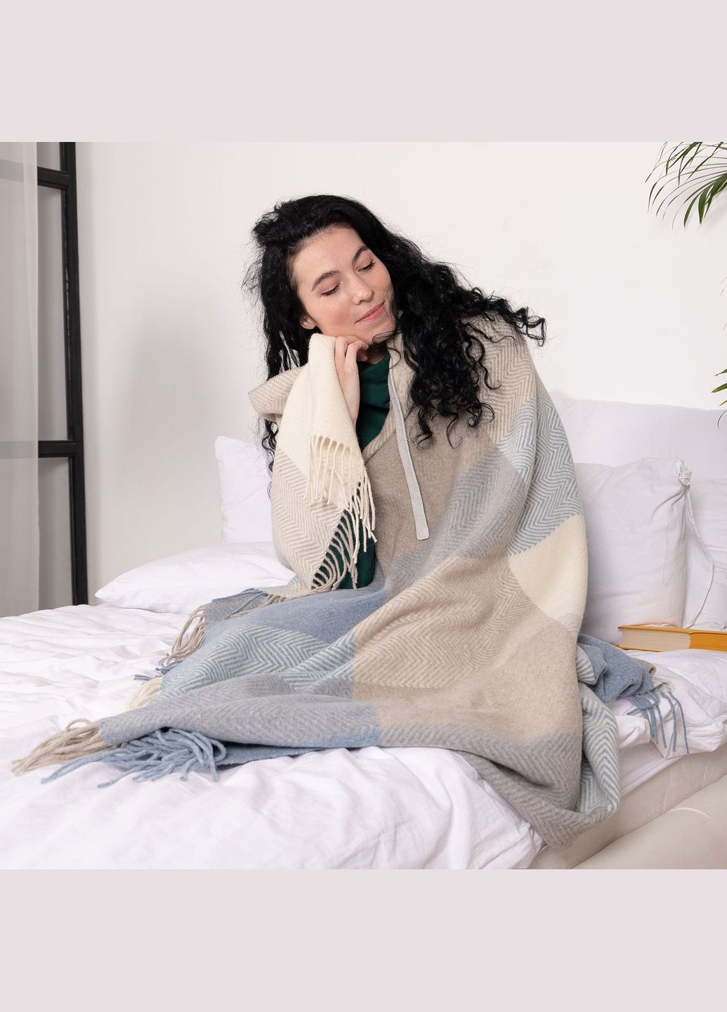 Плед мериносовый Клеточка 140x200 см Love You (305575581)