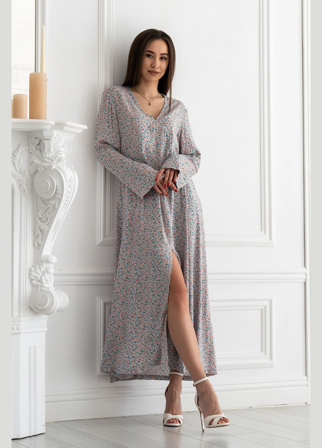 Светло-серое кэжуал платье ри мары ингрид вл 2121 с пышной юбкой, а-силуэт RiMari