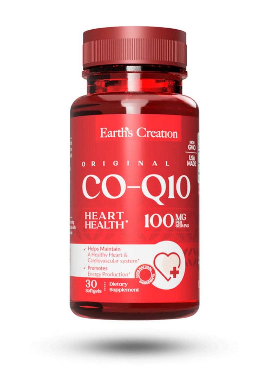 Натуральна добавка Co-Q 10 100 mg, 30 капсул Earth's Creation (293418384)