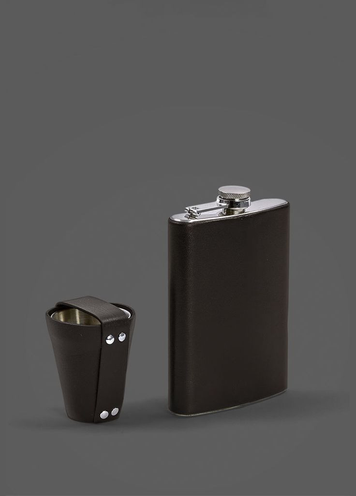 Набор с флягой и рюмками в кожаном чехле тёмно-коричневый. (A-028035) BlankNote (328961519)