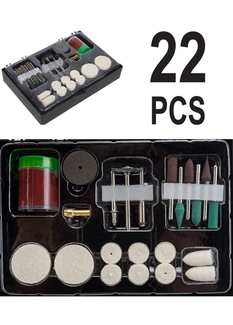 Насадки шліфувальні і полірувальні до мінішліфувальної машинки, 22шт No Brand (362493973)