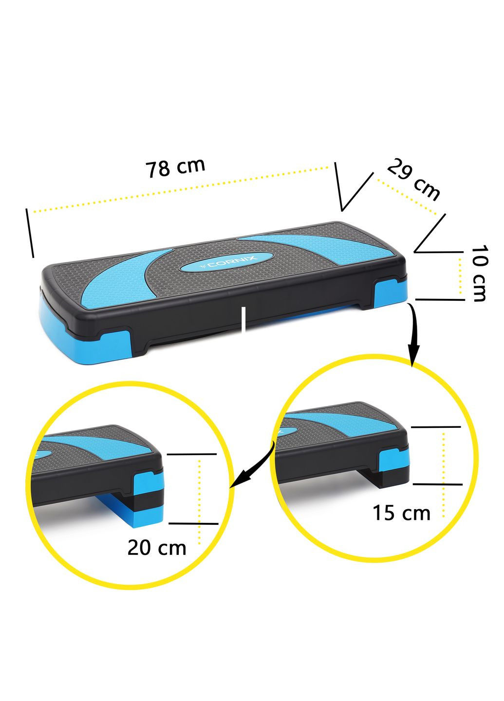 Степь-платформа 3-ступенчатая 78 х 29 х 10-20 см Black/Blue Cornix XR-0186 (342758490)