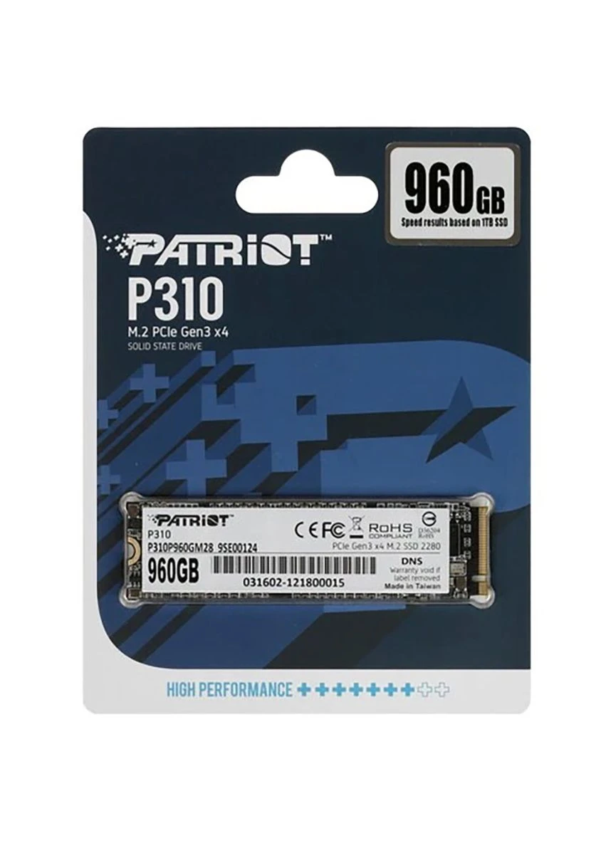 SSD M.2 P310 960GB NVMe 2280 PCIe 3.0x4 3D NAND TLC Patriot (314746572)