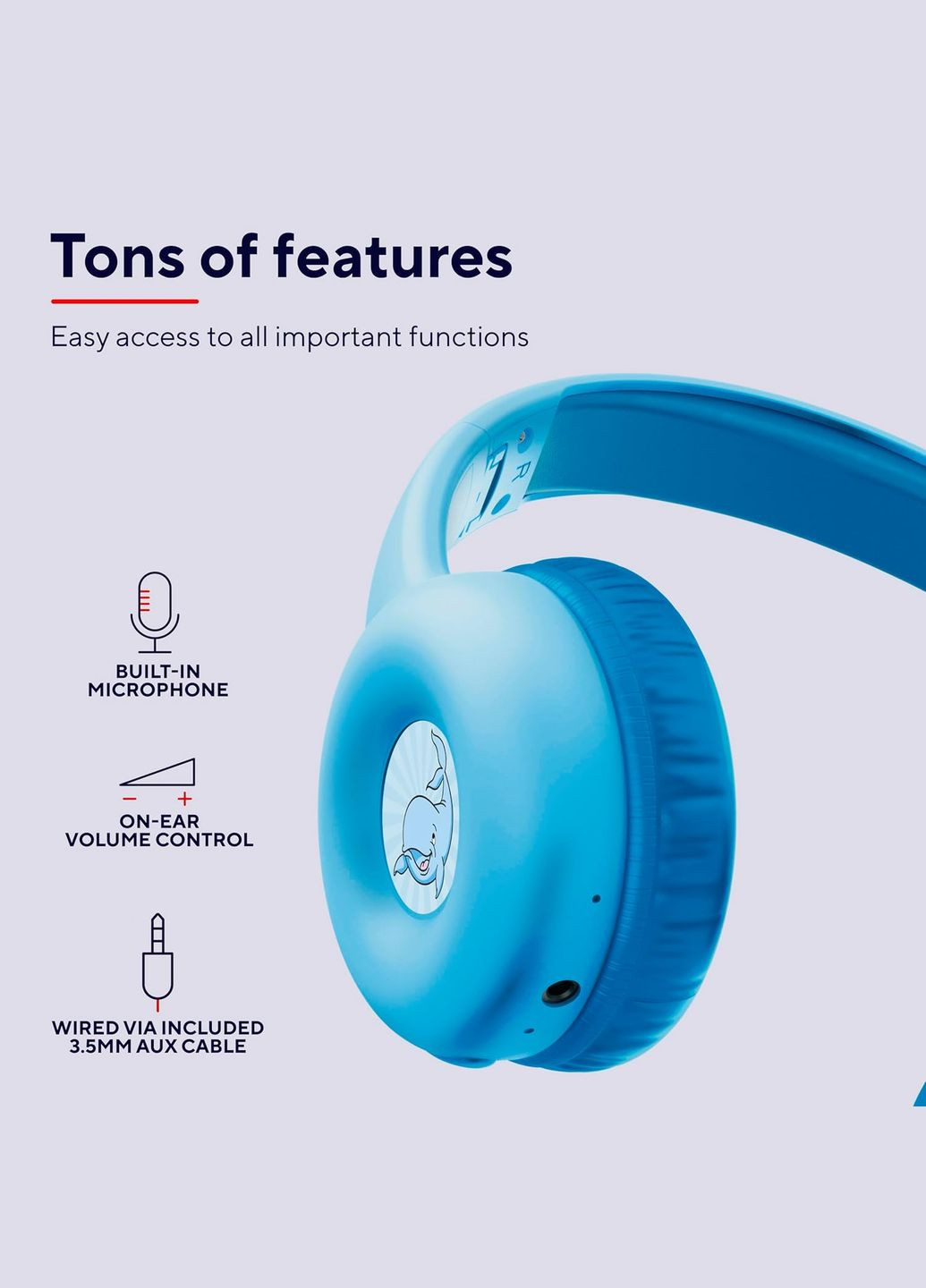 Наушники Onear Nouna Kids, Wireless, Mic, Синий Trust (316152161)