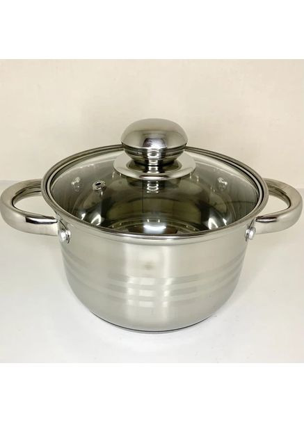 Кастрюля 2166 из нержавеющей стали 2.9 л с крышкой из термостойкого стекла. A-Plus (356129889)