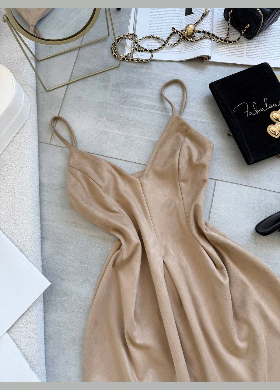 Бежевое повседневный платье женское Україна однотонное