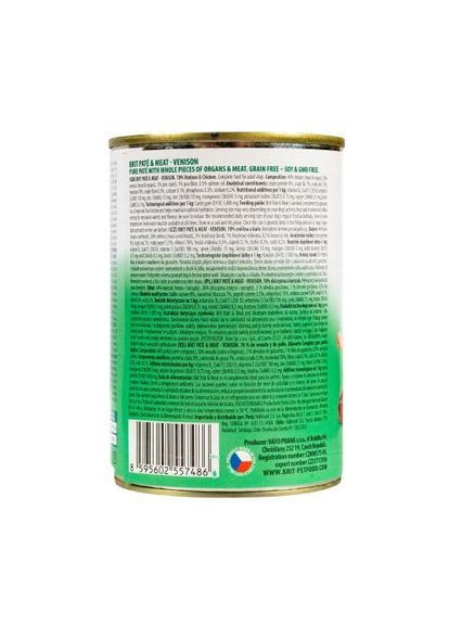 Вологий корм Pate & Meat для собак, з олениною, 400 г Brit Care (322874643)