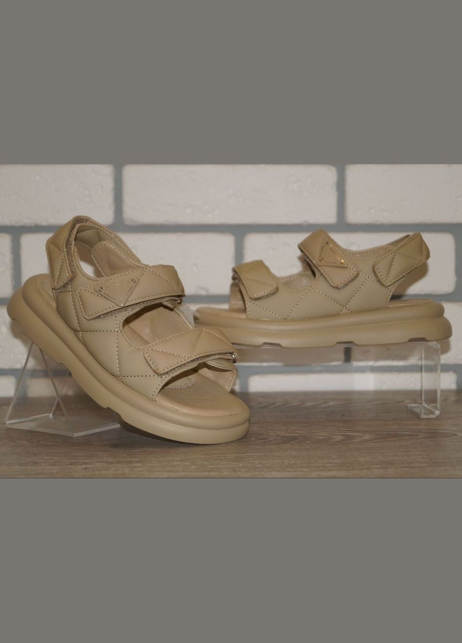 Бежевые повседневные, кэжуал сандалии / босоножки для девочки бежевые Jong Golf на липучке