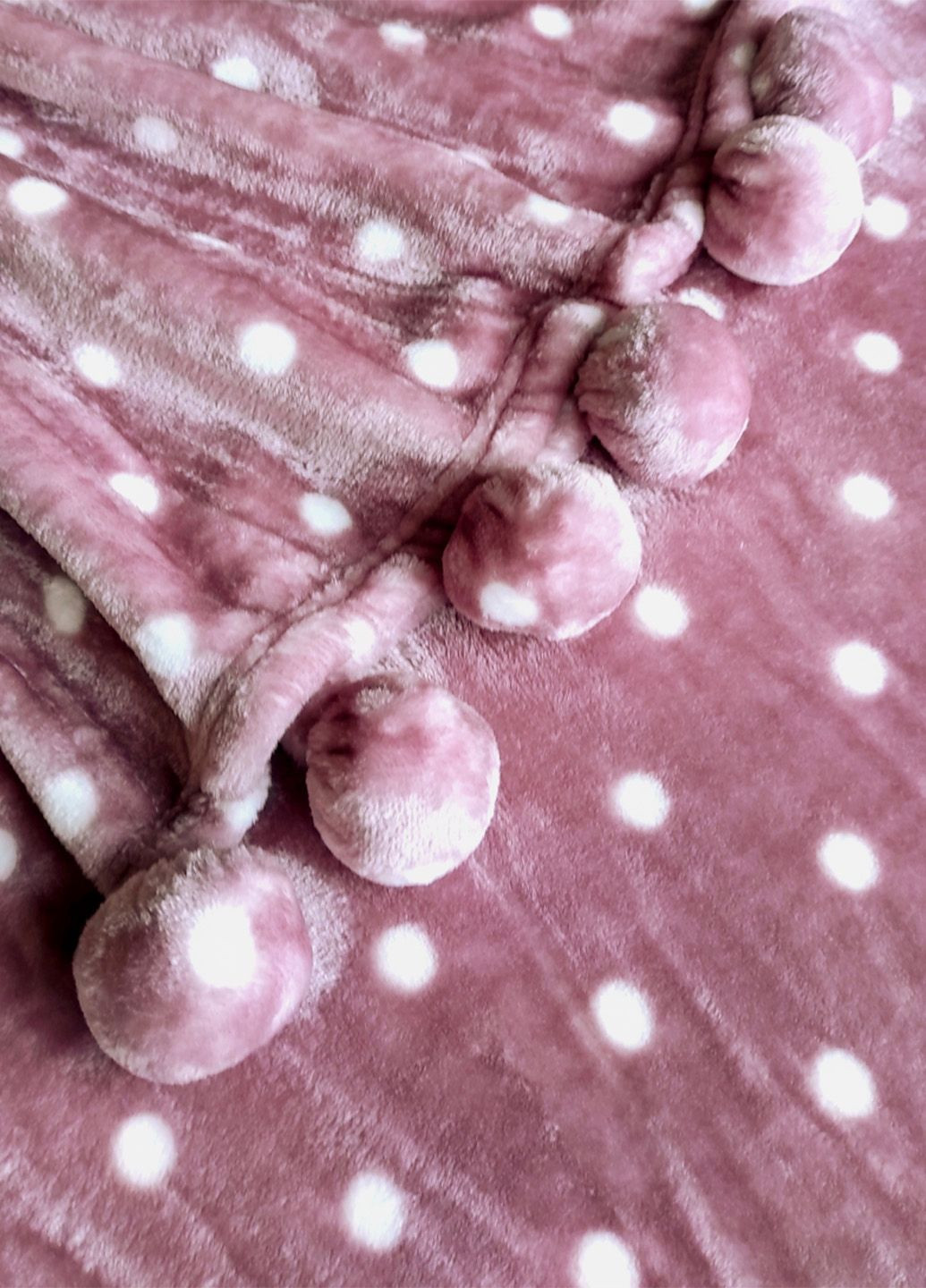 Плед хутряний з помпонами Трояндовий 200x220 см Love You (292803009)