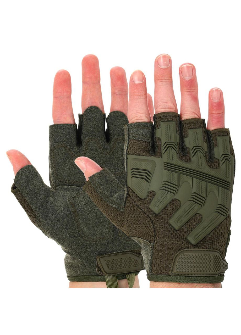 Рукавички тактичні з відкритими пальцями (PL, шкірозамінник, р-р, Оливковий) (BC-8808_Оливковий_M) SP-Sport (354703334)